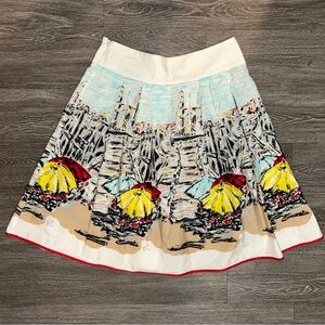 Unique Bernardo Pleated Circle Skirt with Umbrella City By the Seaside Details